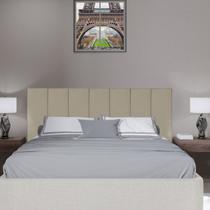 Cabeceira Painel Casal Maria Alice Comp. 1,38 x 0,60 Alt. Bege para cama fixação fita dupla face Cabeceira Painel Casal Maria Alice Comp. 1,38 x 0,60 Alt. Bege para cama fixação fita dupla face