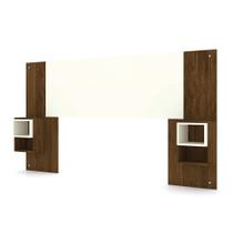 Cabeceira Painel Casal Regulável com Mesas de Apoio Luxo Imbuia/Champanhe - Pallazio