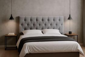 Cabeceira Painel Dubai Deluxe Estofada Casal Cinza - 1,40 metros Cabeceira Painel Dubai Deluxe Estofada Casal Cinza - 1,40 metros