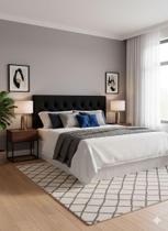 Cabeceira Painel Dubai Deluxe Estofada Casal Preto - 1,40 metros Cabeceira Painel Dubai Deluxe Estofada Casal Preto - 1,40 metros