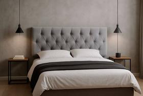 Cabeceira Painel Dubai Deluxe Estofada Queen Size Cinza - 1,60 metros