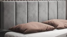 Cabeceira Painel Estofada Cama Casal Box 1,40 Dobrável Itália - Cinza Suede