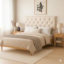 Cabeceira Painel Estofada Dubai Deluxe Casal Areia 1,40m - PC MÓVEIS