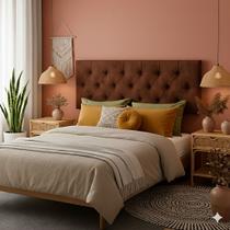 Cabeceira Painel Estofada Dubai Deluxe Queen Marrom 1,60m - PC MÓVEIS