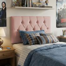 Cabeceira Painel Estofada Paris Suede Rosa Solteiro 90cm para Cama Box