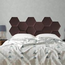 Cabeceira Painel Modulado Colmeia Blogueirinha Estofada 160cm Queen Size Suede Marrom - Ahz Móveis