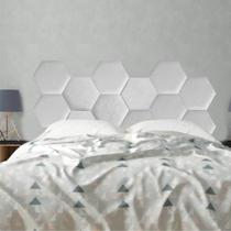 Cabeceira Painel Modulado Colmeia Blogueirinha Estofada 160cm Queen Size Tecido Sintético Branco - Ahz Móveis