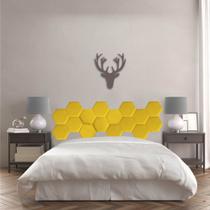 Cabeceira Painel Modulado Colmeia Blogueirinha Estofada 195cm King Size Suede Amarelo - Ahazzo Móveis