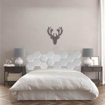 Cabeceira Painel Modulado Colmeia Blogueirinha Estofada 195cm King Size Suede Branco - Ahazzo Móveis