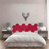 Cabeceira Painel Modulado Colmeia Blogueirinha Estofada 195cm King Size Tecido Sintético Vermelho - Ahazzo Móveis