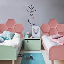 Cabeceira Painel Modulado Colmeia Blogueirinha Estofada 90cm Solteiro Suede Rose Gold - Ahazzo Móveis