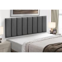 Cabeceira Painel Modular Cama Box Veludo Cinza Madelina Decor
