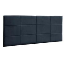 Cabeceira Painel Raissa 100Cm P/ Cama Box Suede Azul Marinho