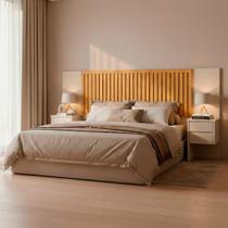 Cabeceira Painel Ripado De MDF Para Casal, King E Queen Estilo Escandinavo Clean -