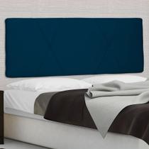 Cabeceira Painel Solteiro 90 Cm Dunas Suede Azul Marinho