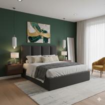 Cabeceira Painel V4 Suede Cinza Casal 1,40 x 0,60 RBL Cabeceira Painel V4 Suede Cinza Casal 1,40 x 0,60 RBL
