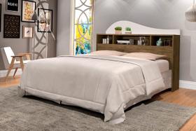 Cabeceira Para Box Casal IRLA Nichos Para Objetos de Decoração Cor Jequitiba/Off White Cabeceira Para Box Casal IRLA Nichos Para Objetos de Decoração Cor Jequitiba/Off White