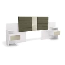 Cabeceira para Box Casal/Queen 263cm 2 Gavetas com Mesas de Apoio Complet Kappesberg - Branco