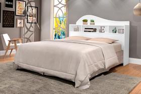 Cabeceira para Box de 1.60m casal IRLA Modelo Retrô com Nichos Porta Objetos Cor Branca brilho