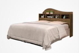 Cabeceira para Box de 1.60m casal IRLA Modelo Retrô com Nichos Porta Objetos Cor Jequitibá amadeirado