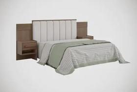 Cabeceira para Cama 1.60 Queen Size Ripada Irís Estofada com 2 Mesas de Cabeceira D Doro D Doro Cabeceira para Cama 1.60 Queen Size Ripada Irís Estofada com 2 Mesas de Cabeceira D Doro D Doro