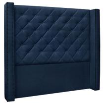 Cabeceira Para Cama Box 140 cm Lisboa Suede Azul Marinho - CasaePoltrona