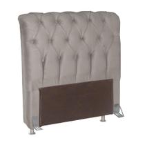 Cabeceira para Cama box Bom Pastor Sofistic Estofada Veludo Luxo Solteiro Creme