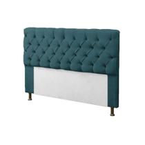 Cabeceira para Cama Box Casal 140cm Mirage c/ Capitonê Suede Azul Turquesa - LM DECOR