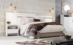 Cabeceira para Cama Box Casal com 2 Mesas de Cabeceira - Volga-Branco - Móveis Novo Horizonte Cabeceira para Cama Box Casal com 2 Mesas de Cabeceira - Volga-Branco - Móveis Novo Horizonte
