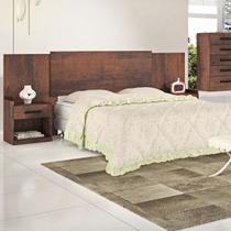 Cabeceira para Cama Box Casal Com 2 Mesas de Canto Café Cabeceira para Cama Box Casal Com 2 Mesas de Canto Café