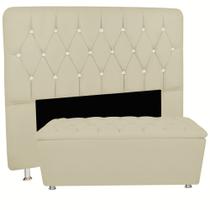 Cabeceira Para Cama Box Casal King Size + Recamier Calçadeira Baú Estofada 195 Cm Grécia Nanda Decor