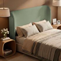 Cabeceira Para Cama Box Casal Padrão Liah 140cm Bouclê Verde Menta - Desk Design