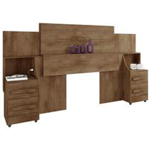 Cabeceira para cama box Casal/Queen/King RV Móveis com 02 mesas de cabeceira com tomada - Freijó Cabeceira para cama box Casal/Queen/King RV Móveis com 02 mesas de cabeceira com tomada - Freijó