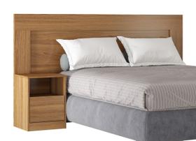 Cabeceira para cama box de Casal 180Cm + 1 mesa de cabeceira acoplado Com Corrediças de Metal London