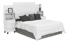 Cabeceira Para Cama Box De Casal Queen Com 2 mesas de cabeceira Cor Branco