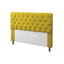 Cabeceira para Cama Box King 195cm Mirage c/ Capitonê Suede Amarelo - Dl Decor