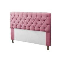 Cabeceira para Cama Box King 195cm Mirage c/ Capitonê Suede Rosa - Dl Decor