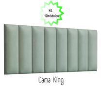 Cabeceira Para Cama Box King Modulada Suede 200x60cm Para Colar Na Parede