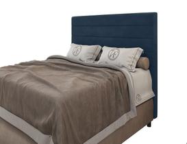 Cabeceira Para Cama Box Napoli Solteiro 0,90cm Veludo Azul - FdECOR