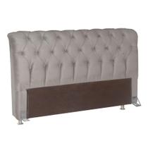 Cabeceira para Cama Box Queen Bom Pastor Sofistic Estofada Veludo Luxo Creme