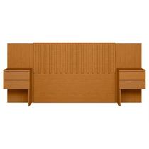 Cabeceira Para cama Box Queen ou king Com 2 Mesas Laterais Olinda Cinamomo - Móveis Leartam Cabeceira Para cama Box Queen ou king Com 2 Mesas Laterais Olinda Cinamomo - Móveis Leartam