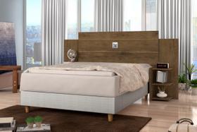 Cabeceira Para Cama Box Regulável ACAP Casal Com Prateleiras nas Laterais Para Objetos Cor Jequitiba Cabeceira Para Cama Box Regulável ACAP Casal Com Prateleiras nas Laterais Para Objetos Cor Jequitiba