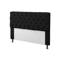 Cabeceira para Cama Box Solteiro 90cm Sofia c/ Capitonê Corano Preto - LM DECOR