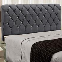 Cabeceira Para Cama Casal 140cm Fernanda Veludo Chumbo