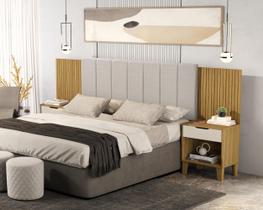 Cabeceira Para Cama Casal Box Helena 138/140cm Com Detalhes em Estofados E Criado Incluso Cabeceira Para Cama Casal Box Helena 138/140cm Com Detalhes em Estofados E Criado Incluso