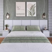 Cabeceira para Cama Casal com 2 Mesas de Cabeceira Suspensas