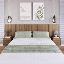 Cabeceira para Cama Casal com 2 Mesas de Cabeceira Suspensas