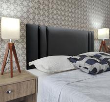 Cabeceira Para Cama Casal Siena material sintético Preto 60 Cm Altura RBL Cabeceira Para Cama Casal Siena material sintético Preto 60 Cm Altura RBL