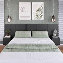 Cabeceira para Cama de Casal com Mesas de Cabeceira Zurique Cinza Cabeceira para Cama de Casal com Mesas de Cabeceira Zurique Cinza