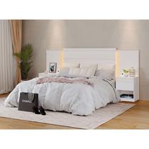 Cabeceira para Cama de Casal Extensível Casal / Queen / King com 2 Mesa de Cabeceira 100% MDF Granada Branco